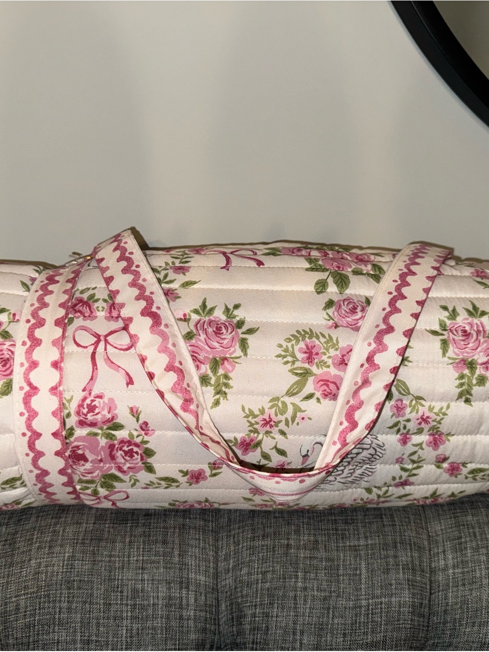 Floral Quilted Pink Rose picnic blanket